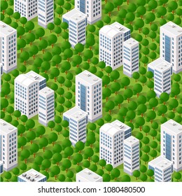 Isometric 3d trees forest nature elements white background for landscape design. Vector illustration isolated. Icons for city maps, games and your town