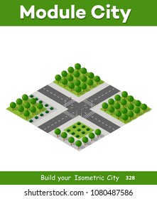 Isometric 3d trees forest nature elements white background for landscape design. Vector illustration isolated. Icons for city maps, games and your town