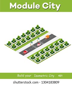 Isometric 3d Trees Forest Nature Elements Background For Landscape Design. Vector Illustration Isolated. Icons For City Maps, Games And Your Town