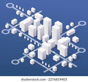 Isometric 3d trees forest nature elements green background for landscape design