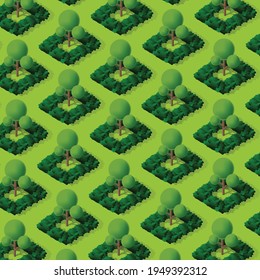 Isometric 3d trees park forest camping nature elements for landscape design. Vector illustration for city maps, games and your town