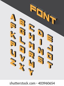 Isometric 3d type font set. Vector illustration
