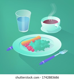 Diseño vectorial isométrico 3d de alimentos