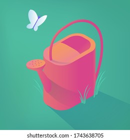 Isometric 3d vector design of a 
water can