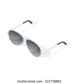 Isometric 3d vector illustration of aviator glasses. Isolated on white background.