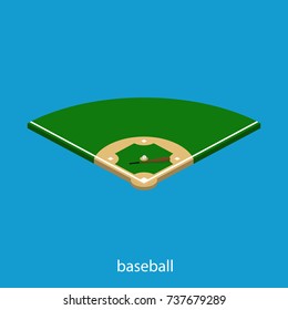 Isometric 3D Vector Illustration Baseball Field With A Bat