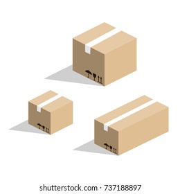 Isometric 3D vector illustration cardboard box for goods
