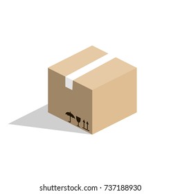 Isometric 3D vector illustration cardboard box for goods