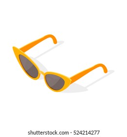 Isometric 3d vector illustration of cat eye glasses. Isolated on white background.