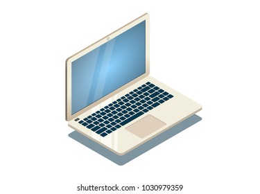 Isometric 3D vector illustration concept computer, laptop front view. 3d device isolated