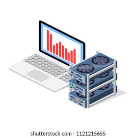 Isometric 3D vector illustration concept farm for the crypto currency