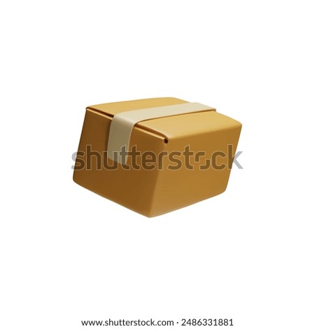 Isometric 3D vector illustration from a craft box with adhesive tape for storage, packaging and delivery. The icon of closed cardboard boxes on a white background.