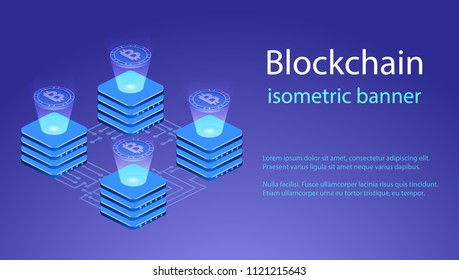 Isometric 3D vector illustration data processing, technology, storage and data exchange