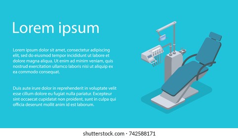 Isometric 3D vector illustration empty dentist chair