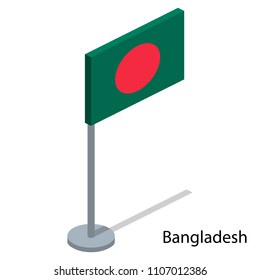 Isometric 3D Vector Illustration Flags Of Countries Collection. Flag Of Bangladesh