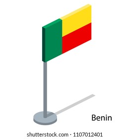 Isometric 3D vector illustration flags of countries collection. Flag of Benin