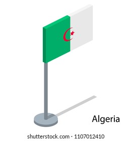 Isometric 3D vector illustration flags of countries collection. Flag of Algeria