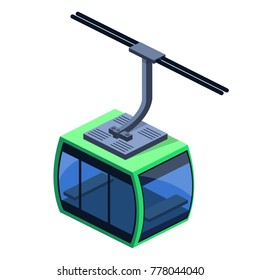 Isometric 3D vector illustration funicular cable for winter tourism