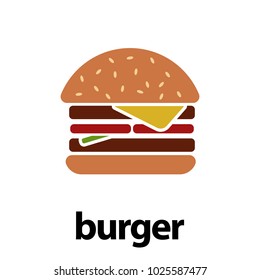 Isometric 3D vector illustration hamburger or cheeseburger logo for advertising