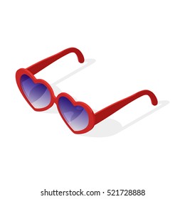 Isometric 3d vector illustration of heart shaped glasses. Isolated on white background.