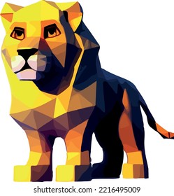 Isometric 3d vector illustration of lion isolated on white background.