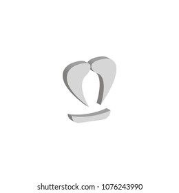 Isometric 3D vector illustration of mustache icon