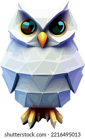 Isometric 3d vector illustration of owl isolated on white background.