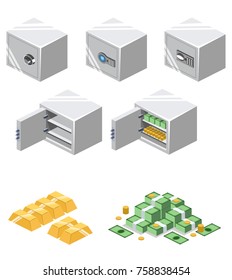 Isometric 3D vector illustration Safe for saving money and documents. Subject of property security