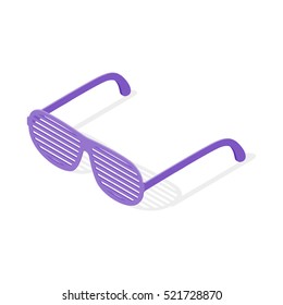 Isometric 3d vector illustration of shutters shades glasses. Isolated on white background.