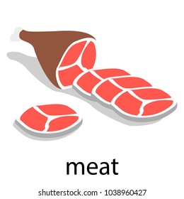 Isometric 3D vector illustration Sliced chopped fresh meat