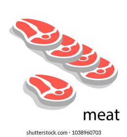 Isometric 3D vector illustration Sliced chopped fresh meat