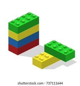 Isometric 3D vector illustration toy for children constructor and building blocks