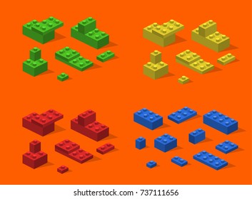 Isometric 3D vector illustration toy for children constructor and building blocks