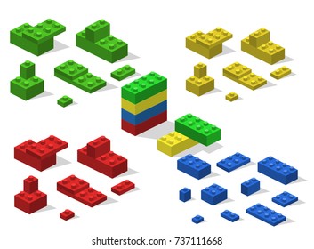 Isometric 3D vector illustration toy for children constructor and building blocks