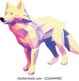 Isometric 3d vector illustration of wolf isolated on white background.