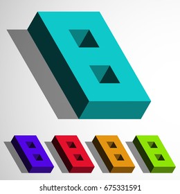Isometric 3d vector number eight in multiple colors.
