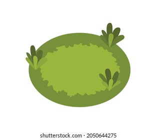 Isometric 3d vector park element. Grass or flower bed. Green environment landscape design illustration. Isolated icon of nature element