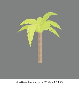 Isometric 3d view of Arabian palm tree vector illustration.