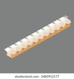 Isometric 3d view of Bahrain international circuit grandstand vector illustration.