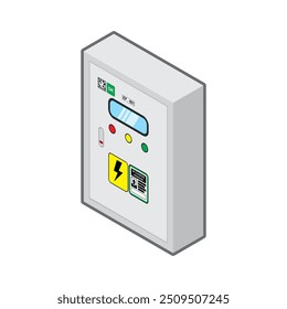 Visualização isométrica e 3d da ilustração do vetor do painel da caixa da placa de distribuição elétrica.