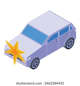 Isometric 3d visual representation of a car accident icon with vibrant colors and modern design illustration