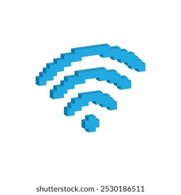 Isometric 3d  wi fi icon 8 bit, pixel art icon for game logo.