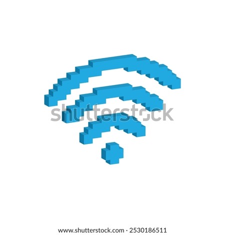 Isometric 3d  wi fi icon 8 bit, pixel art icon for game logo.