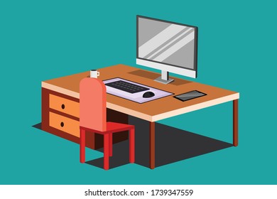 isometric 3d workspace concept vector