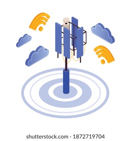 Isometric 5g internet color wireless gadgets vector illustration