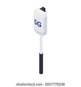 Isometric 5g internet receiver on white background 3d vector illustration