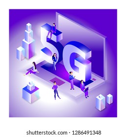 Isometric 5G network illustration