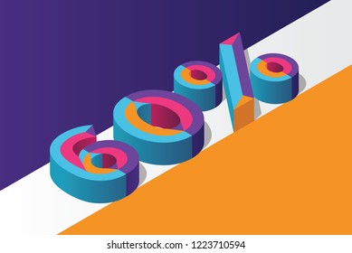 Isometric 60% percent off, 3D sale background, colorfull polygonal triangle object. Eps10 Vector.