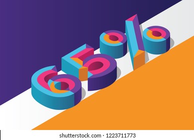 Isometric 65% percent off, 3D sale background, colorfull polygonal triangle object. Eps10 Vector.