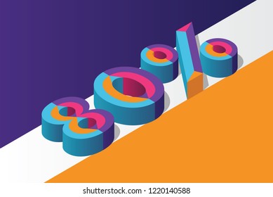 Isometric 80% percent off, 3D sale background, colorfull polygonal triangle object. Eps10 Vector.